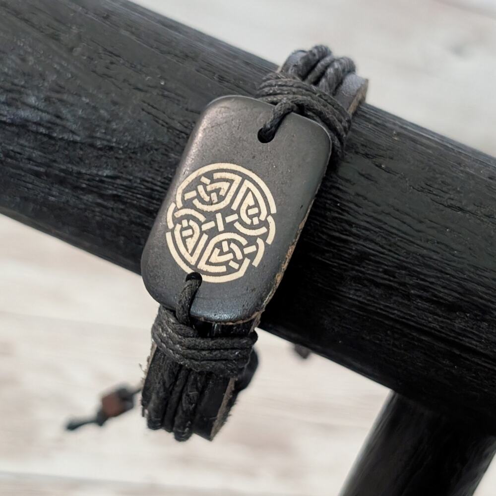 Tie Bracelet - Celtic Like Design Charm - Leather?